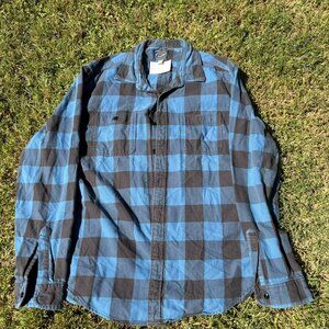 Size large J crew blue and black flannel button up
